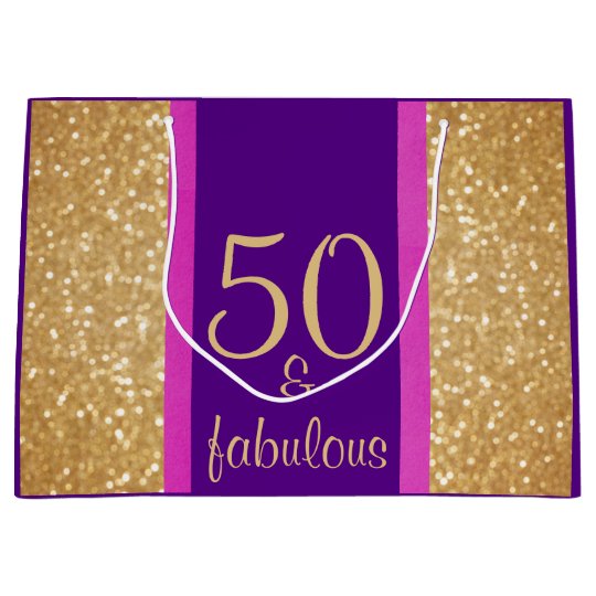 Glittery Purple & Pink 50 & Fabulous 50th Birthday Large