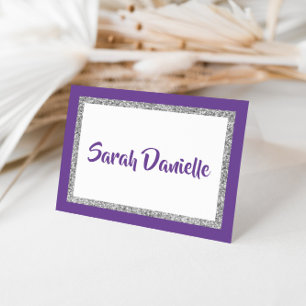 Glittery Purple & Silver Thank You Note Card