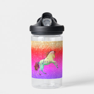 Glittery Rainbow Unicorn  Water Bottle