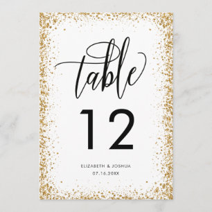 Glittery Reception Table Number Faux Gold Glitter