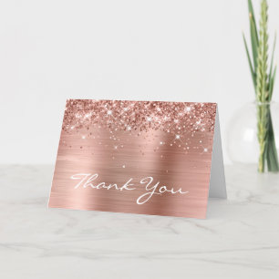 Glittery Rose Gold Elegant 60th Birthday Thank You Card