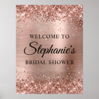 Glittery Rose Gold Faux Foil Bridal Shower Welcome