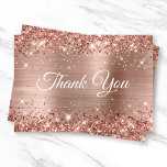 Glittery Rose Gold Foil 21st Birthday Thank You Card<br><div class="desc">Create your own elegant calligraphy thank you small cards for your 21st birthday. You can customise the white fancy script colour, size and style on the front. Faux sparkly rose gold glitter against a glamourous faux blush and rose gold brushed metallic foil background. All the shiny, glittery, and sparkly effects...</div>