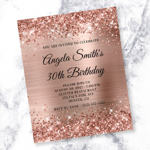 Glittery Rose Gold Foil 30th Birthday Invite Flyer