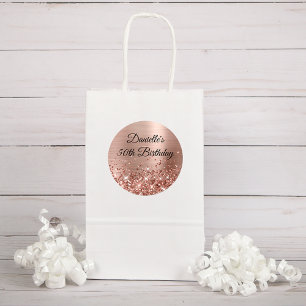 Glittery Rose Gold Foil 50th Birthday Classic Round Sticker