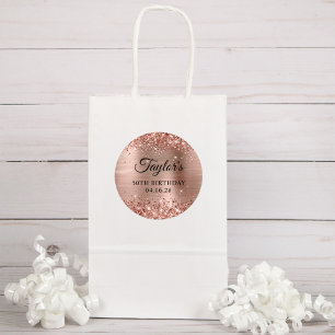 Glittery Rose Gold Foil 50th Birthday Classic Round Sticker