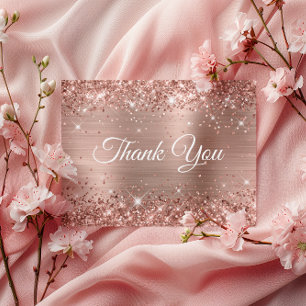 Glittery Rose Gold Foil 80th Birthday Thank You Postcard