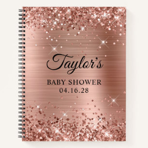 Glittery Rose Gold Foil Baby Shower Notebook