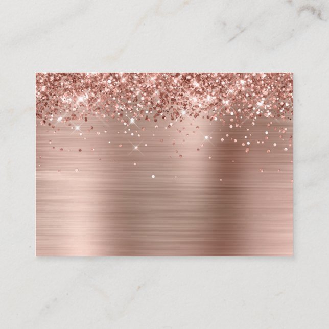 Glittery Rose Gold Foil Blank Mighty Place Card (Back)