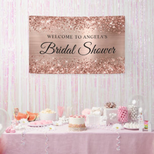 Glittery Rose Gold Foil Bridal Shower Welcome Banner