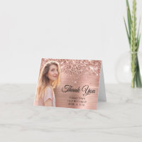 Glittery Rose Gold Foil Cutout Photo 21st Birthday
