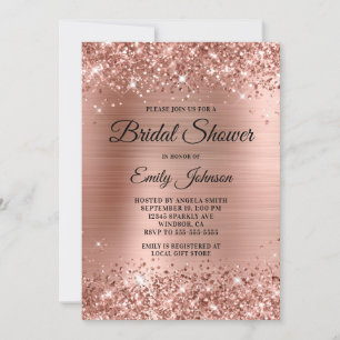 Glittery Rose Gold Foil Fancy Script Bridal Shower Invitation
