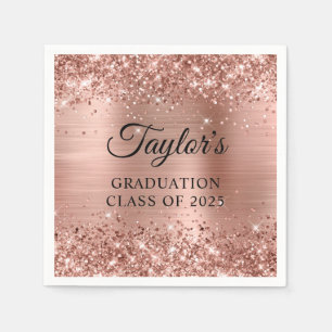 Glittery Rose Gold Foil Graduation Napkin