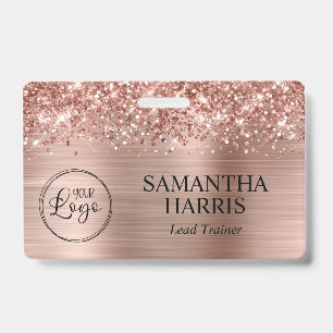 Glittery Rose Gold Foil Logo ID Badge