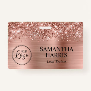 Glittery Rose Gold Foil Logo ID Badge