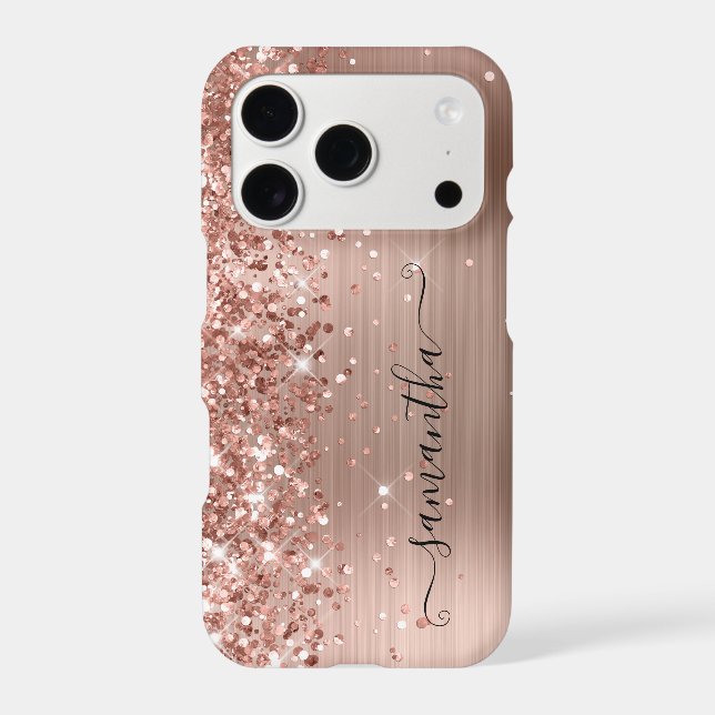 Glittery Rose Gold Foil Modern Girly Signature (Back)