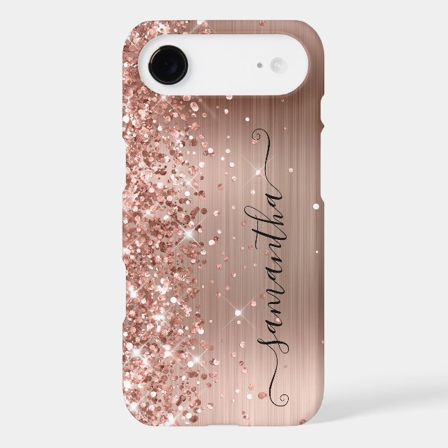 Glittery Rose Gold Foil Modern Girly Signature (Back)