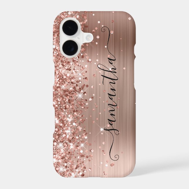 Glittery Rose Gold Foil Modern Girly Signature (Back)