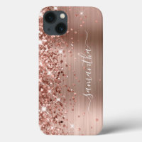 Glittery Rose Gold Foil Modern Girly Signature