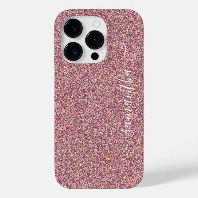 Glittery Rose Gold Foil Modern Girly Signature  Case-Mate iPhone Case (Back)