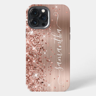 Glittery Rose Gold Foil Modern Girly Signature iPhone 13 Pro Max Case