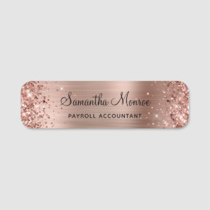 Glittery Rose Gold Foil Name Tag