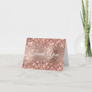 Glittery Rose Gold Foil Thank You Card