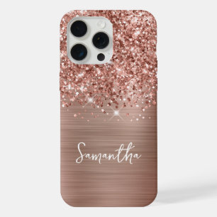 Glittery Rose Gold Glam Name iPhone 15 Pro Max Case