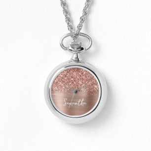 Glittery Rose Gold Glam Name Watch