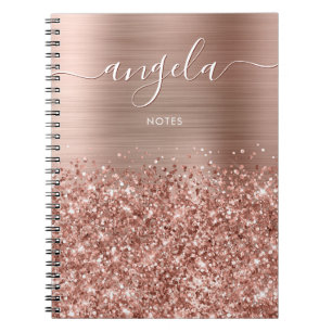 Glittery Rose Gold Glam Notes Notebook