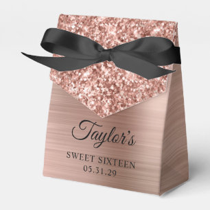 Glittery Rose Gold Glam Sweet Sixteen Favour Box