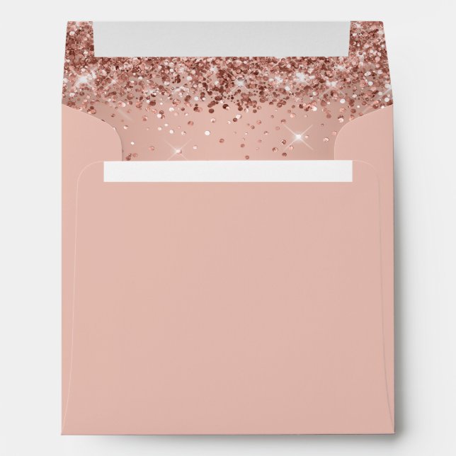 Glittery Rose Gold Gradient Calligraphy Square Envelope (Back (Bottom))