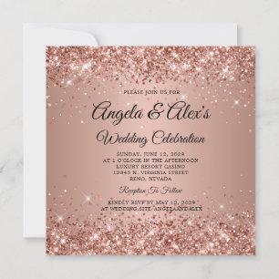 Glittery Rose Gold Gradient Elegant Wedding Invitation