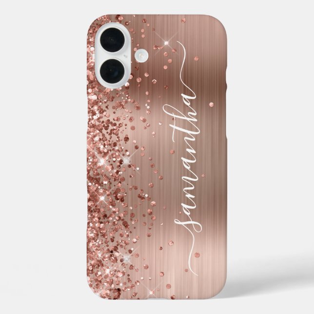 Glittery Rose Gold Metallic Girly Signature Case-Mate iPhone Case (Back)