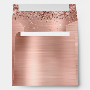 Glittery Rose Gold Ombre Foil Glam Square Envelope