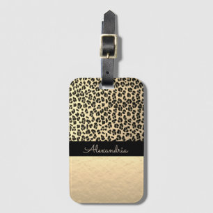 Glittery Shimmery Gold Leopard Luggage Tag