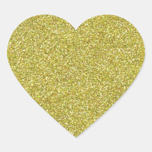 Glittery Shiny Gold Glitters Heart Sticker (Front)