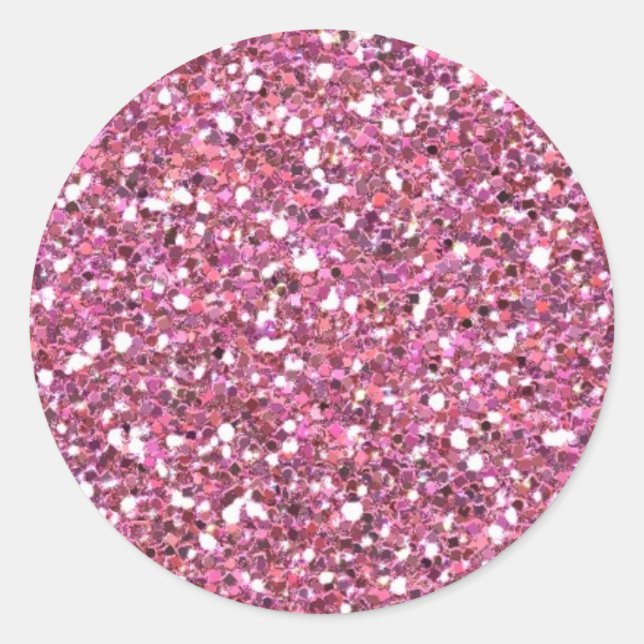 Glittery Shiny Pink Glitters Classic Round Sticker (Front)