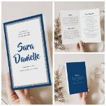 Glittery Silver & Blue Bat Mitzvah Folded Program<br><div class="desc">The weight of this paper is prefect for your program. It is much heavier than copy paper and is perfect for your disposable programs. Use the template to fill in your information. The "Customise further" feature can be used to change the font (size, style, colour), and add more lines of...</div>