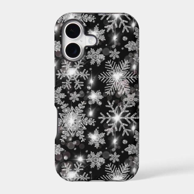 Glittery silver festive snowflake pattern  (Back)