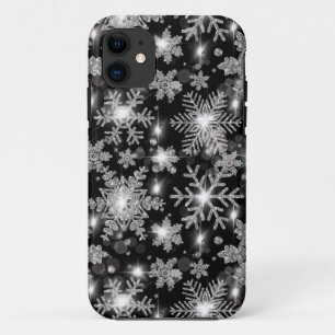 Glittery silver festive snowflake pattern  Case-Mate iPhone case