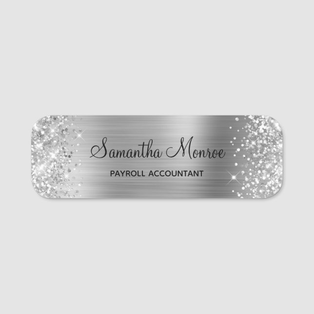 Glittery Silver Foil Name Tag (Front)