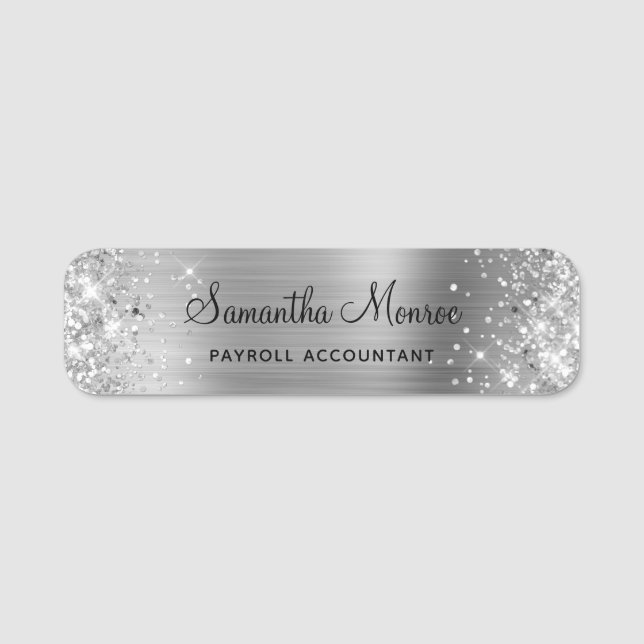 Glittery Silver Foil Name Tag (Front)