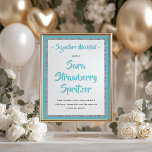 Glittery Silver Frame Signature Mocktail Blue Poster<br><div class="desc">This fun poster features a script heading and your custom text on a silver glitter framed poster.  Use the template form to add your personalisation. The Design Tool can be used to change the fonts,  colours and layout.</div>