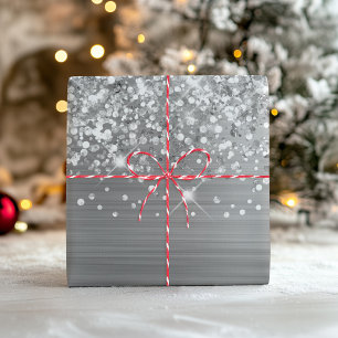 Glittery Silver Glam Wrapping Paper Sheet