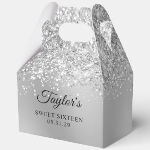 Glittery Silver Ombre Glam Sweet Sixteen Favour Box