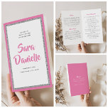 Glittery Silver & Pink Bat Mitzvah Folded Program<br><div class="desc">The weight of this paper is prefect for your program. It is much heavier than copy paper and is perfect for your disposable programs. Use the template to fill in your information. The "Customise further" feature can be used to change the font (size, style, colour), and add more lines of...</div>