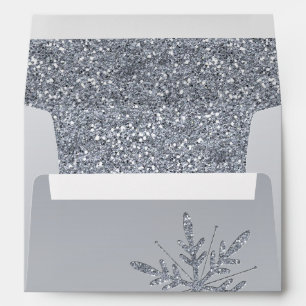 Glittery Silver Snowflake Return Address Envelope