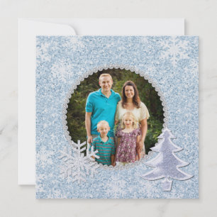 Glittery Snow Christmas Photo Greeting Card