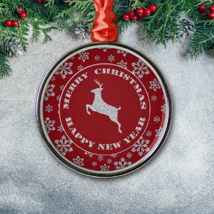 Glittery Snowflake Silver Reindeer  Metal Tree Decoration